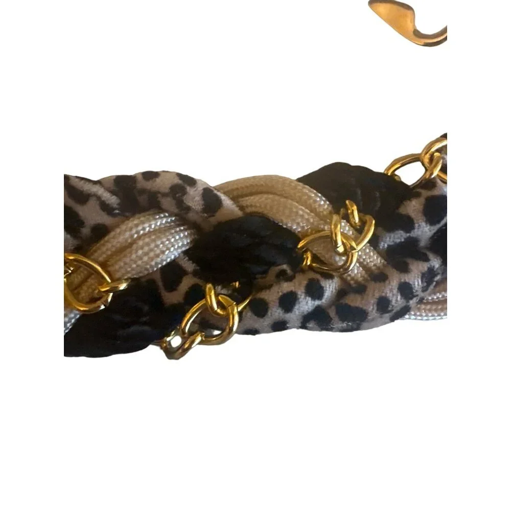Twisted Animal Print Beige Black Waist Belt‎ Size M / L